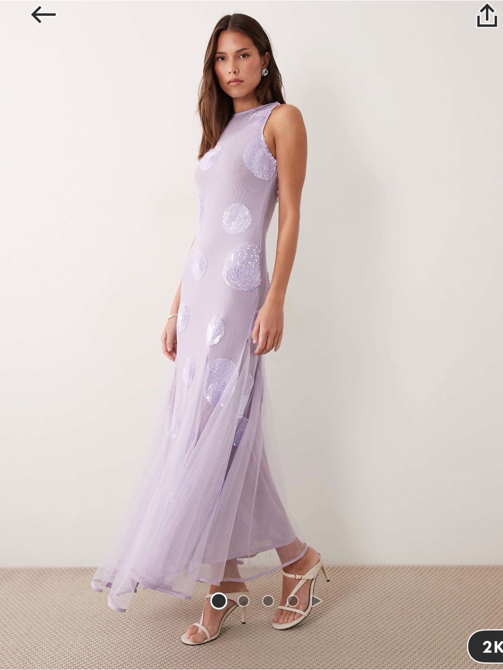 ASOS Lavender Sequin Polka Dot Mesh Maxi Dress - Women - Picture 1 of 6